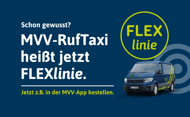 Banner mit dem Hinweis, dass das RufTaxi jetzt FLEXLinie heisst